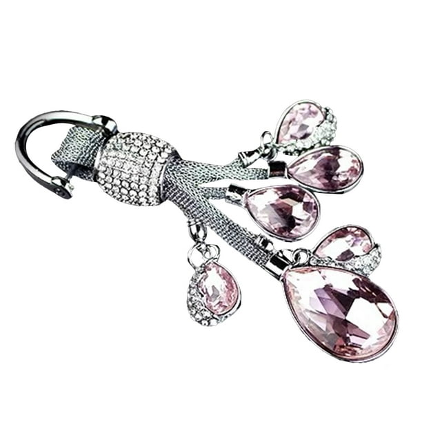 Pink Details about  / Crystal Diamond Key Chain with Double Holder for Key or Car Remote